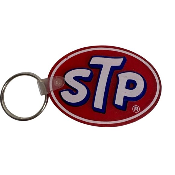 STP Keychain Red & White Logo Rubber - Picture 1 of 2